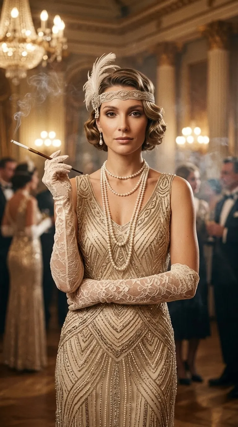 1920s Gatsby concept cover: jazz-age fringe glamour