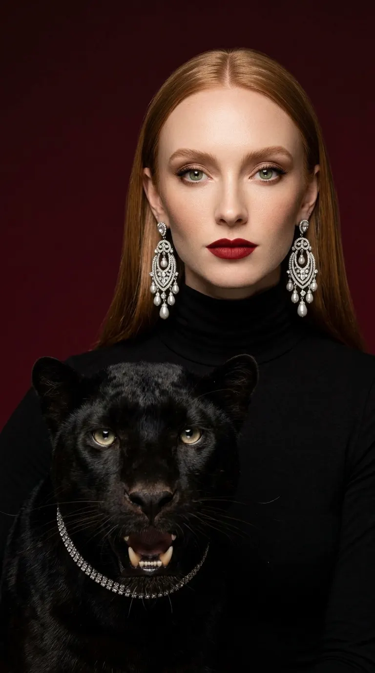 Diamond Roar concept cover: gem-lit fierce elegance