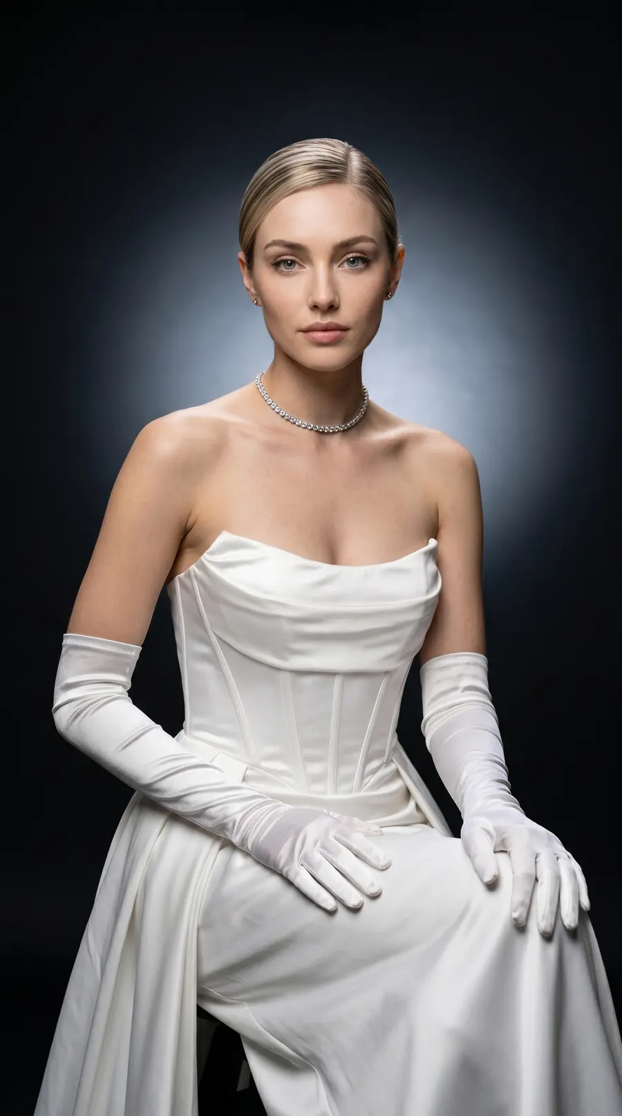 White Spotlight concept cover: spotlit satin poise