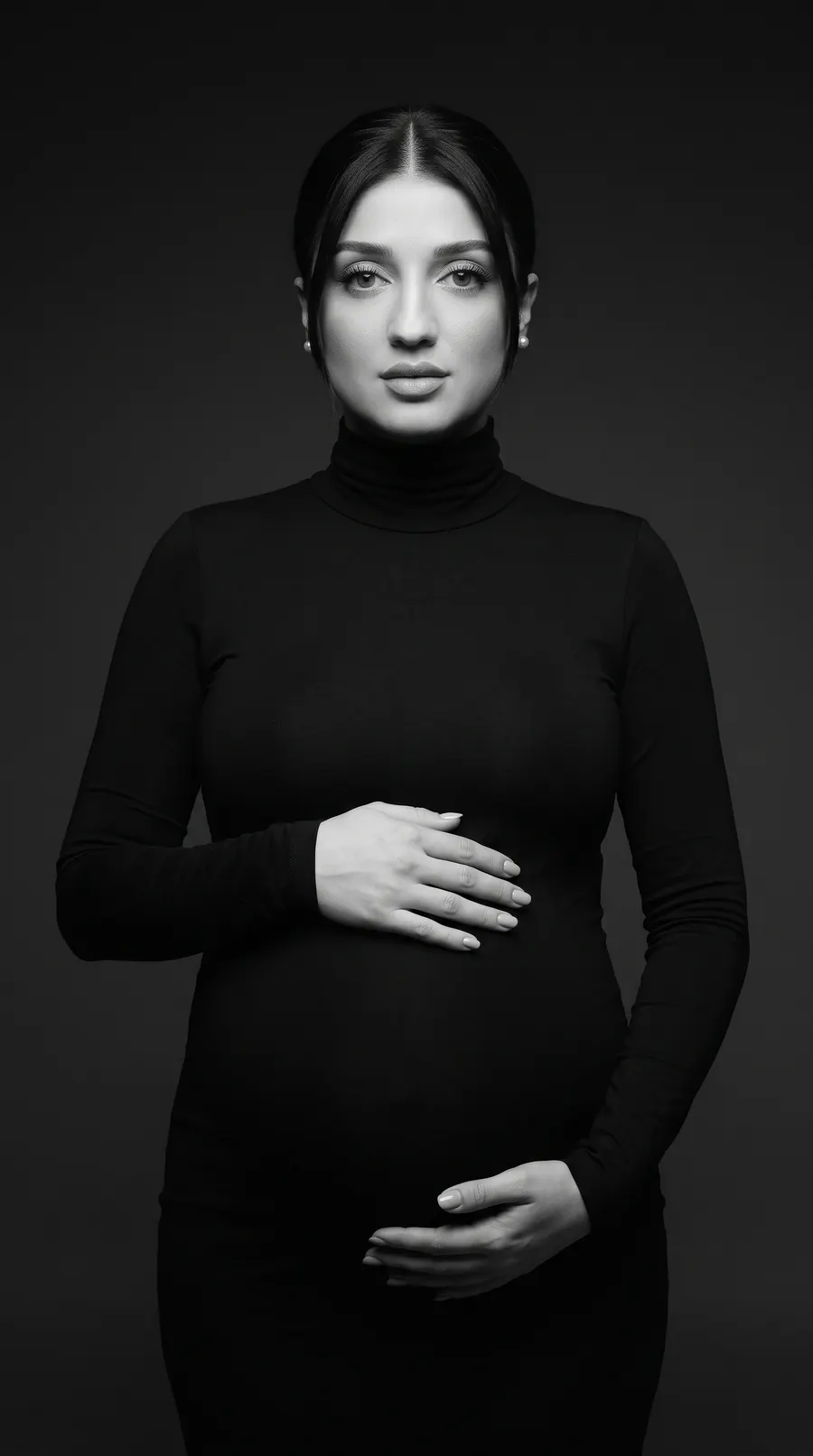 Black Grace concept cover: monochrome maternal poise