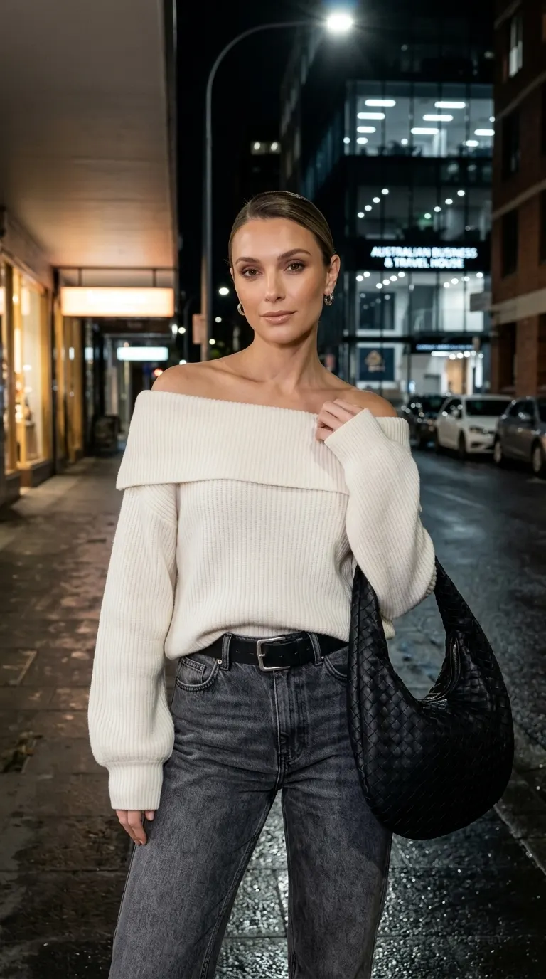 Midnight Knit concept cover: wet-pavement midnight knit