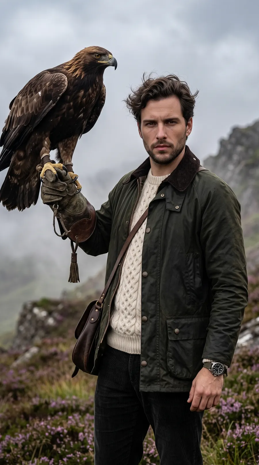 The Falconer concept cover: wild raptor grandeur