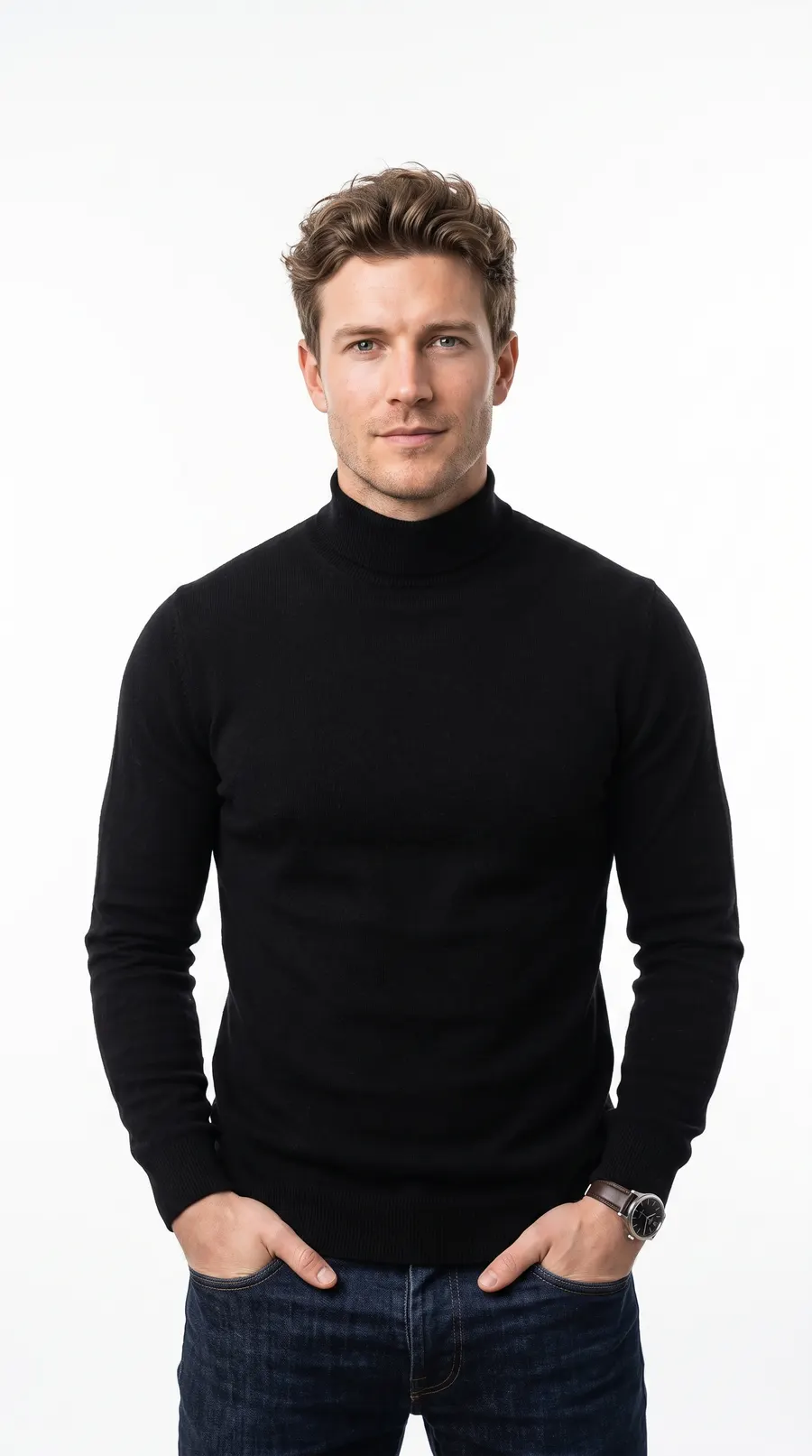 Visionary concept cover: contemplative black knit poise