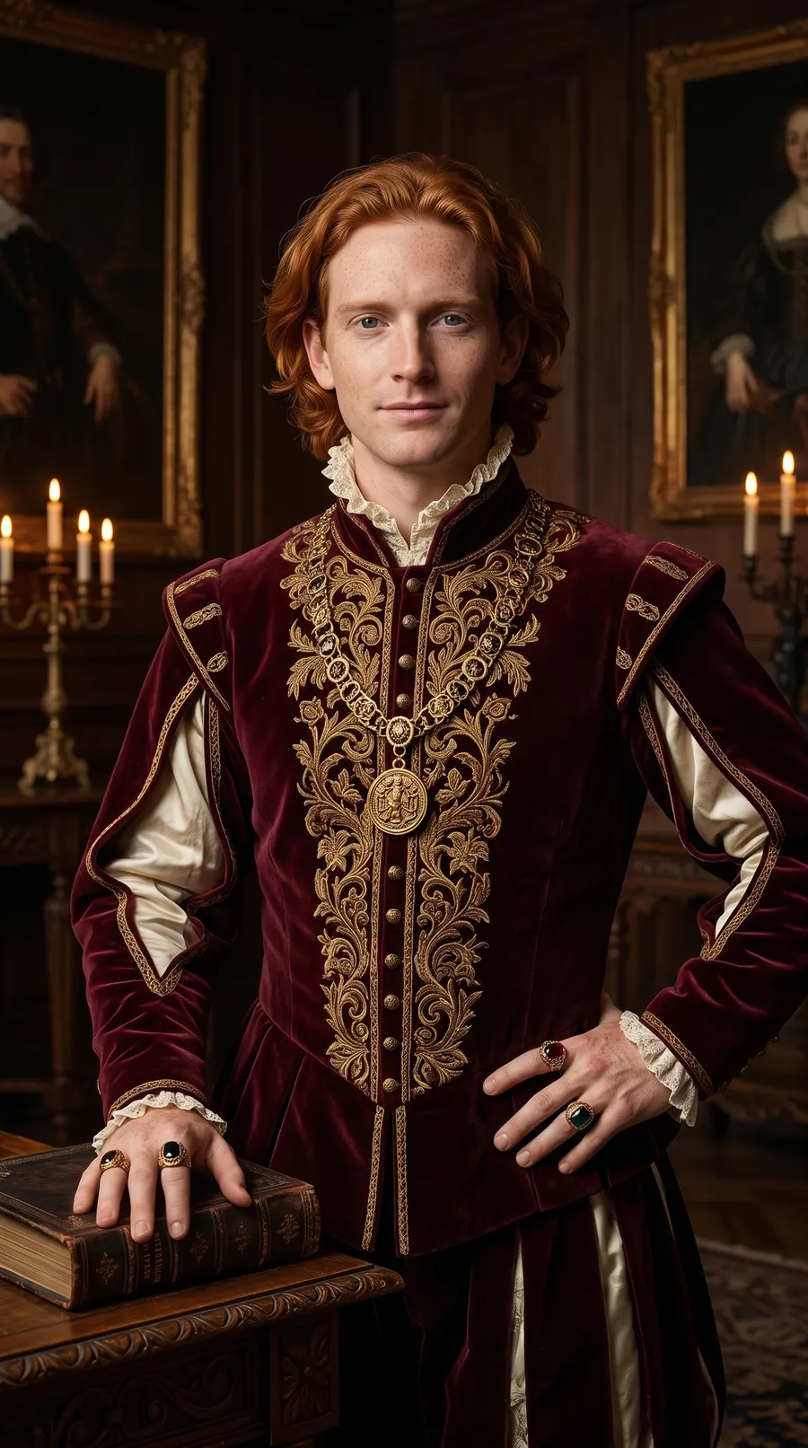 Renaissance Aristocrat concept cover: carved aristocratic repose