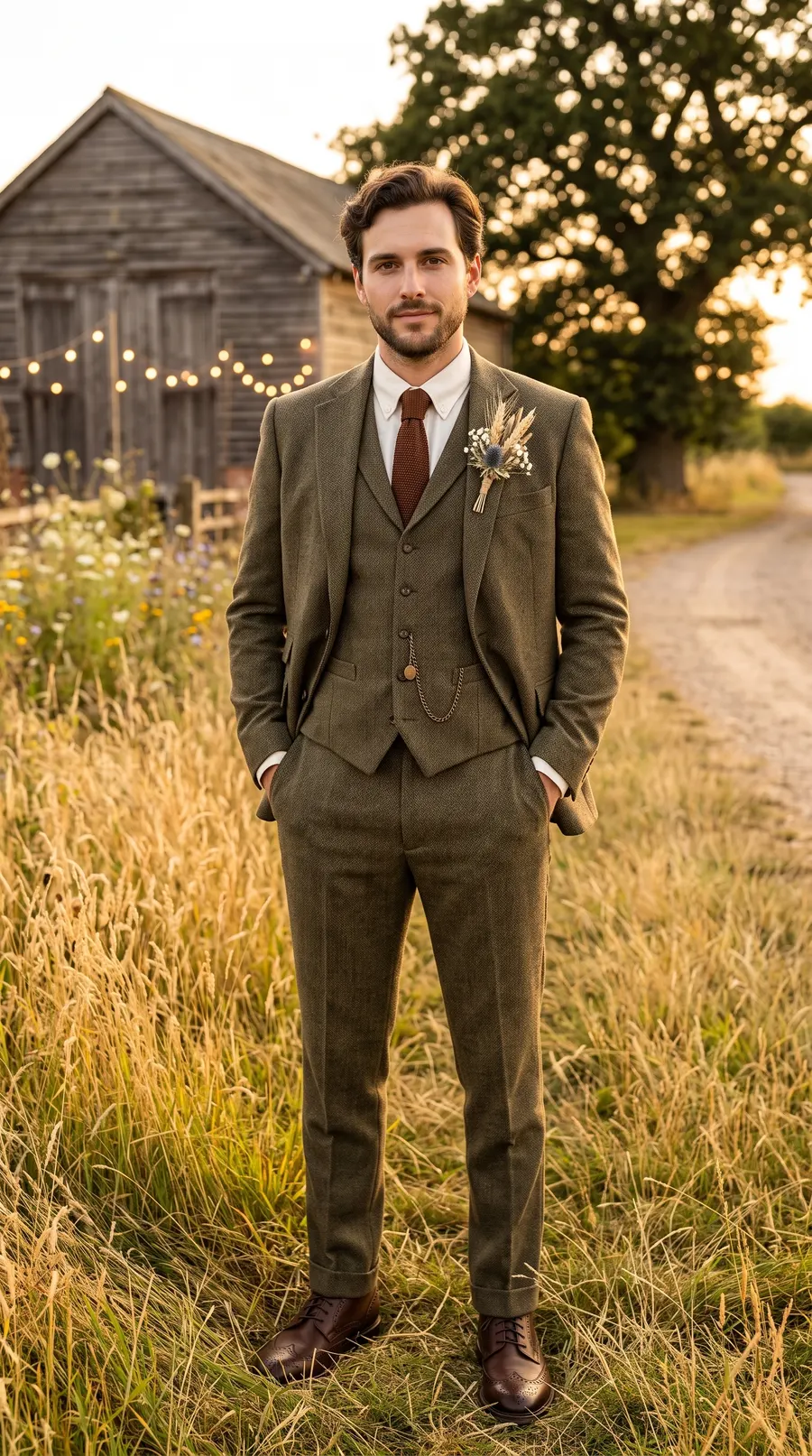 Rustic Outdoor Groom concept cover: countryside tweed rustic warmth