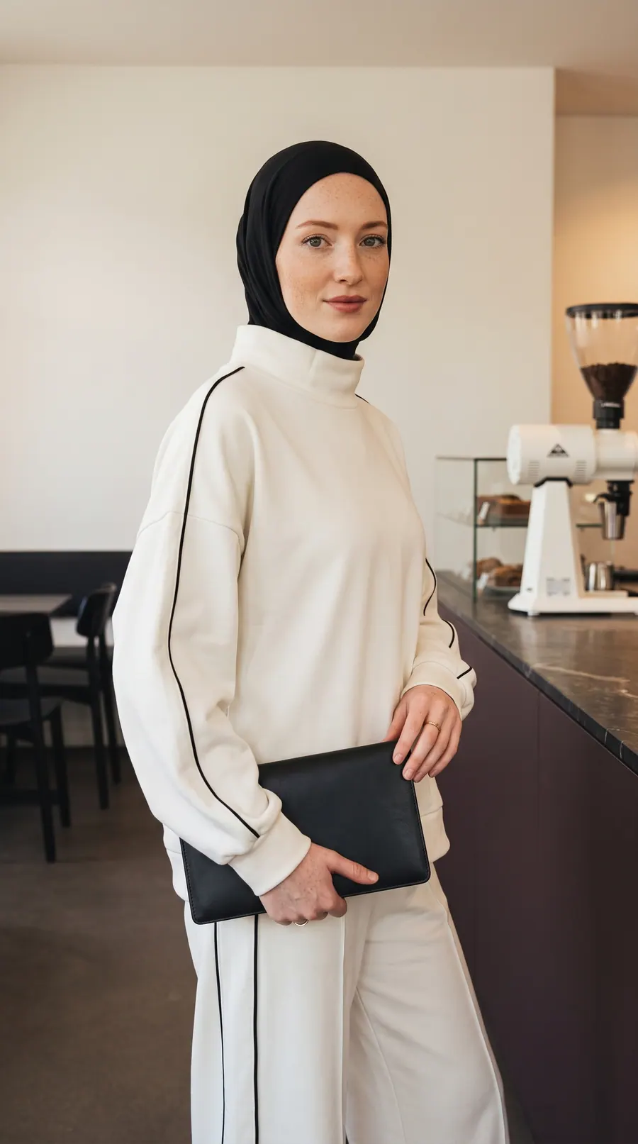 Bistro concept cover: ecru knit at the counter