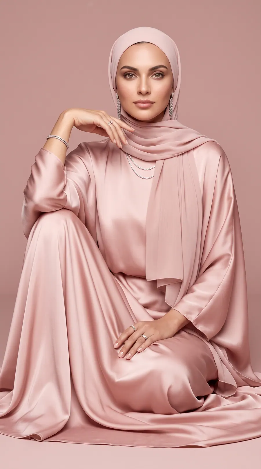 Lustre concept cover: blush satin, studio floor