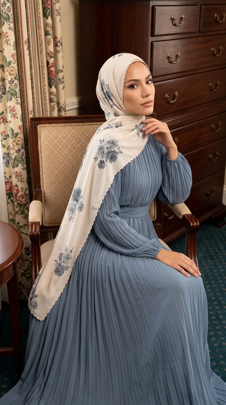 Parlour concept cover: slate-blue pleats in the parlour