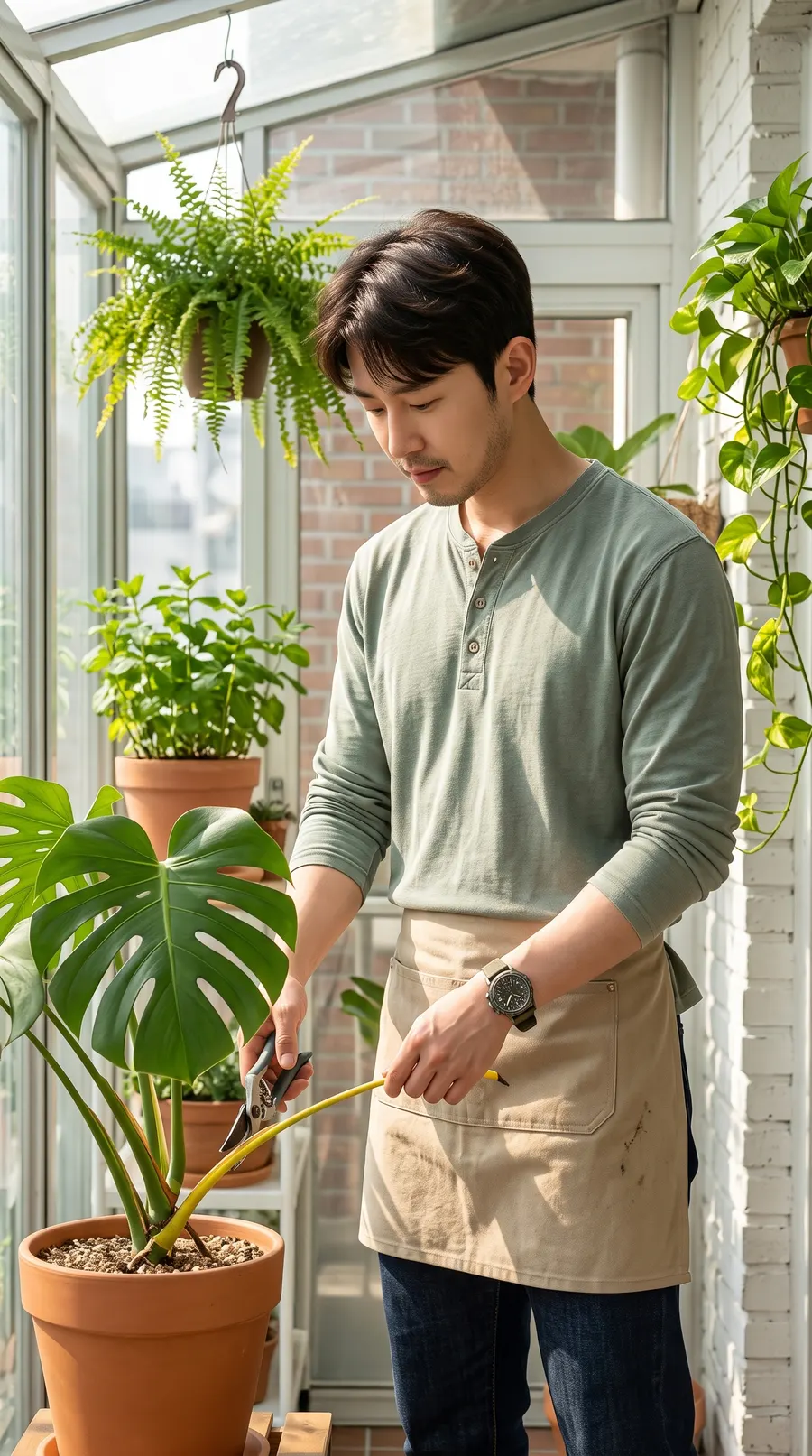 Mint Plant Care Him concept cover: sunroom green serenity
