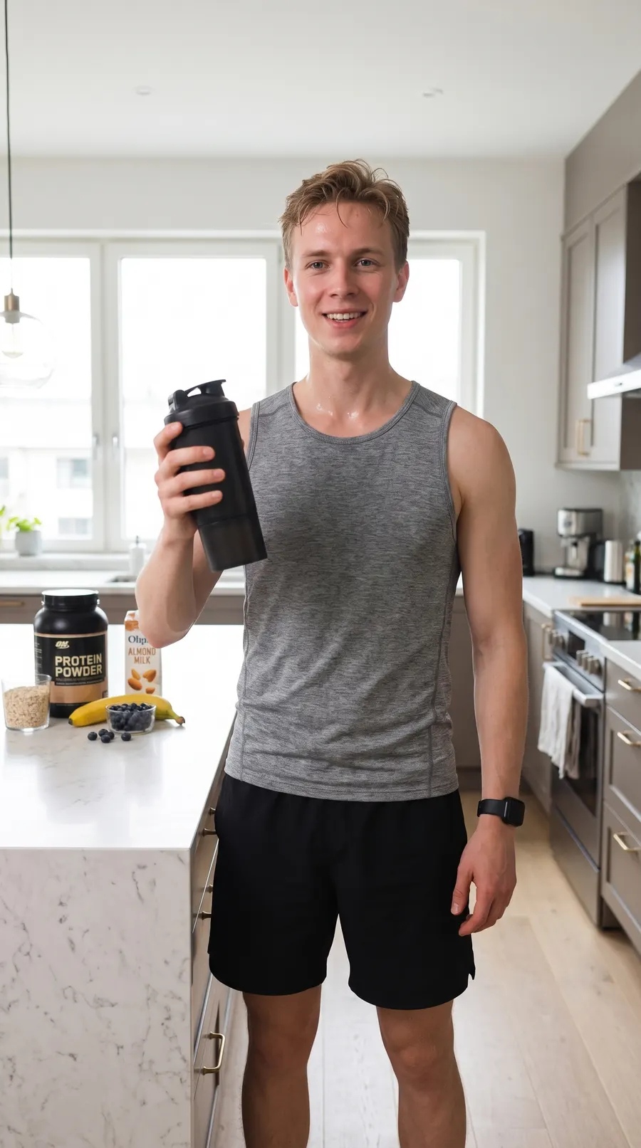 Protein Shake Ritual concept cover: marble-counter athletic focus