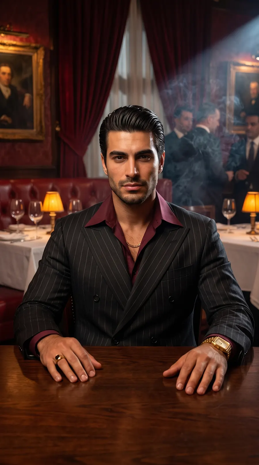 The Mobster concept cover: shadowed mafia authority