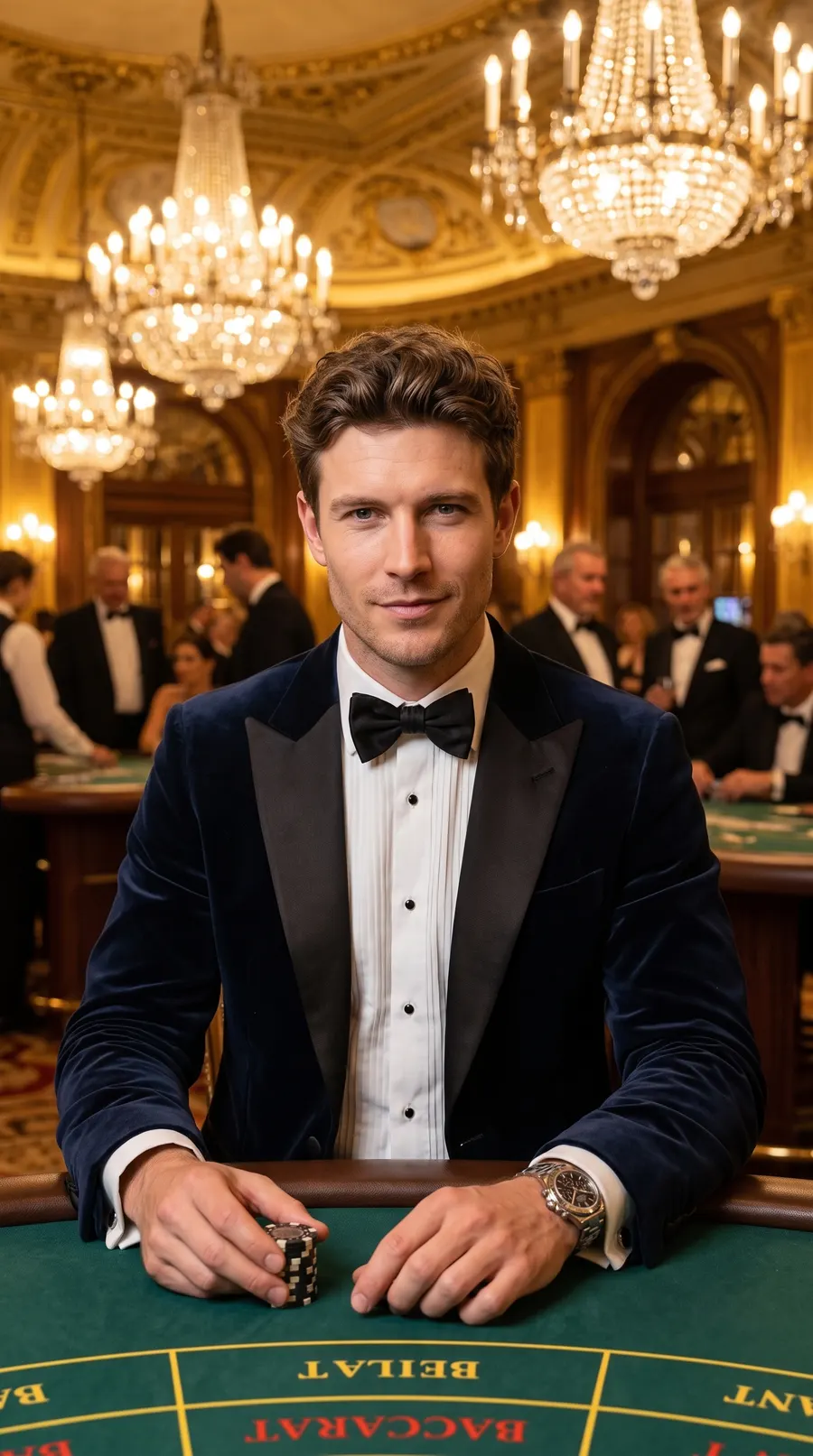 Casino Royale concept cover: baccarat marble opulence