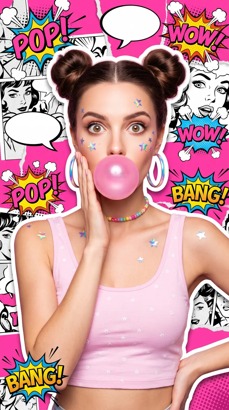 Pop Bubble concept cover: style hair playful pop-art