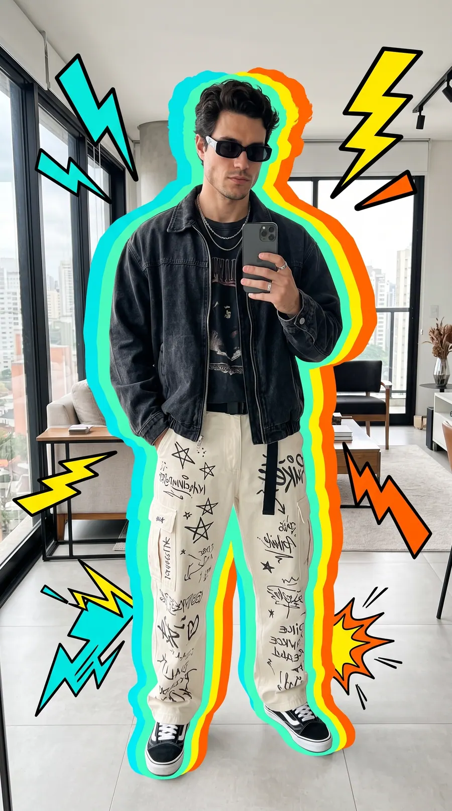 Pop Selfie concept cover: multiple bold cutout-style silhouette