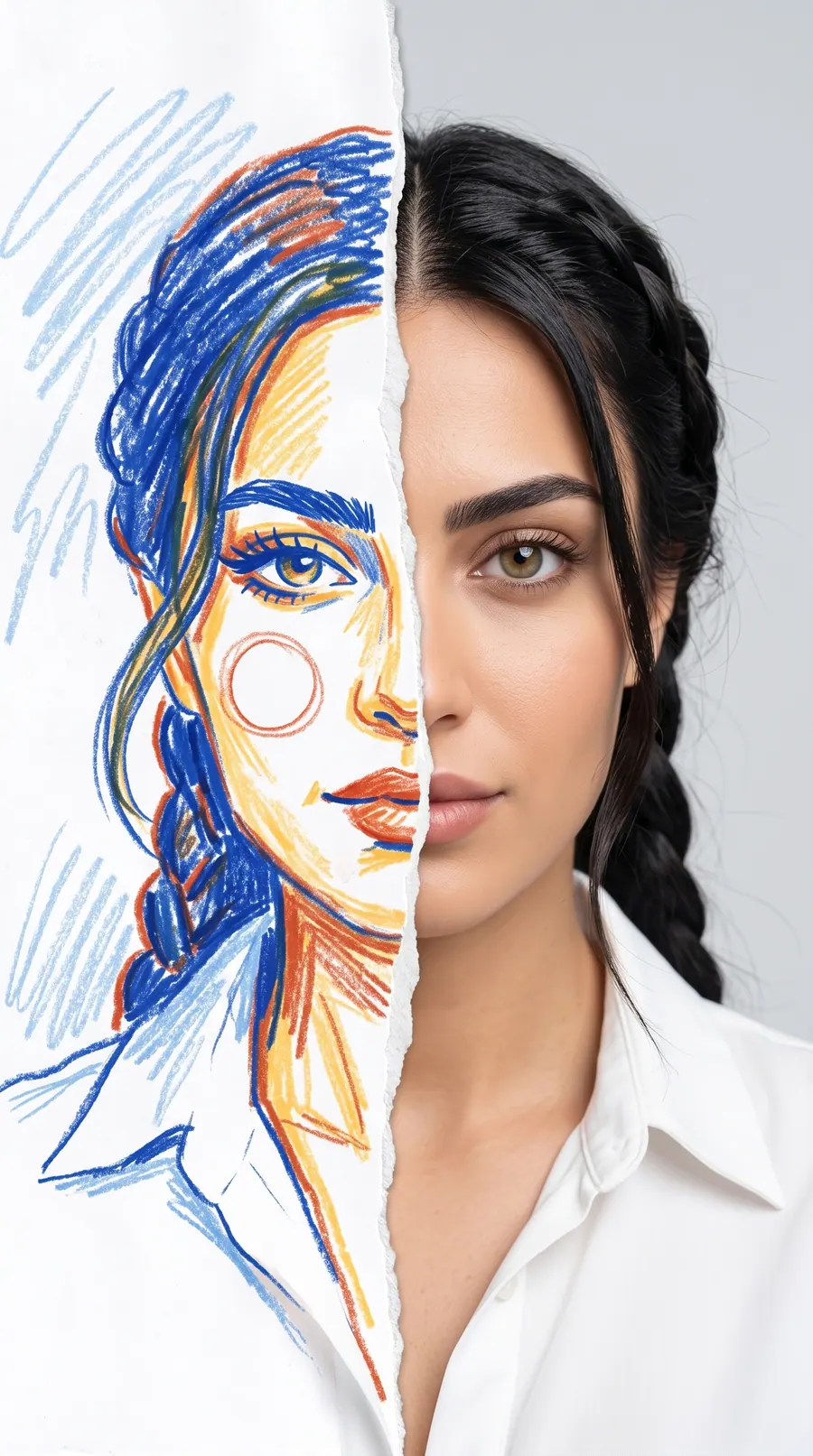 Slip Sketch Portrait concept cover: polished braided hairstyle two