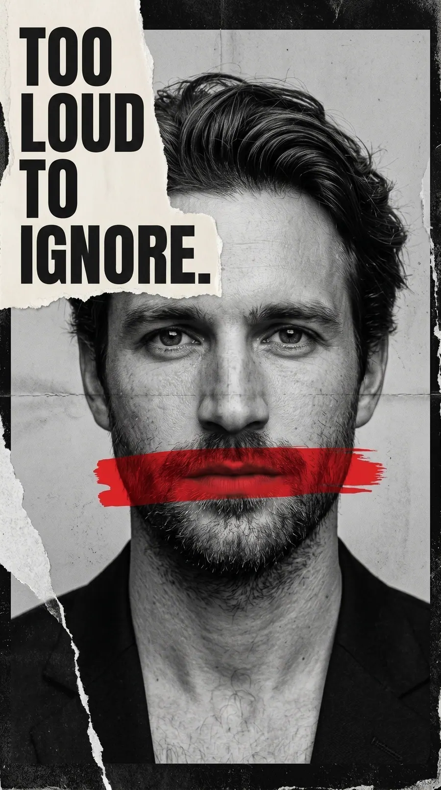 Unmuted concept cover: distressed black-and-white editorial collage