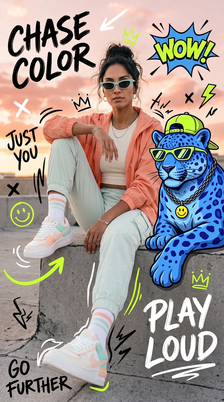 Wild Mode concept cover: strong youthful street-style hero