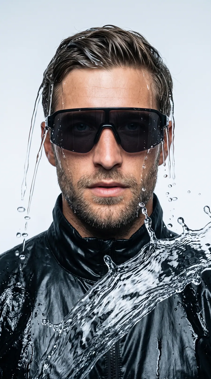 Liquid Impact concept cover: hyper-realistic premium male fashion