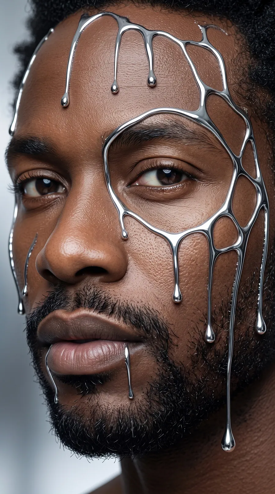 Molten Chrome concept cover: hyper-realistic premium macro editorial
