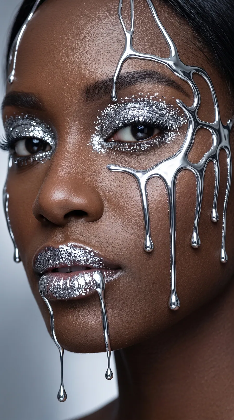 Molten Chrome concept cover: hyper-realistic luxury macro beauty