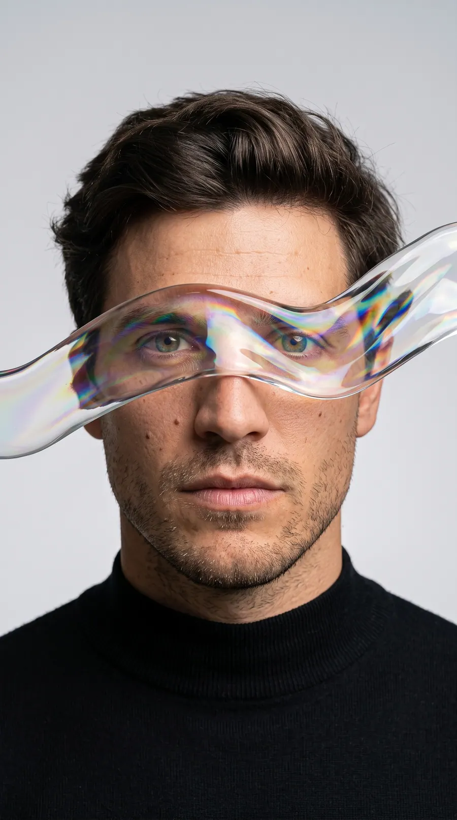 Prism Flow concept cover: hyper-realistic premium male editorial
