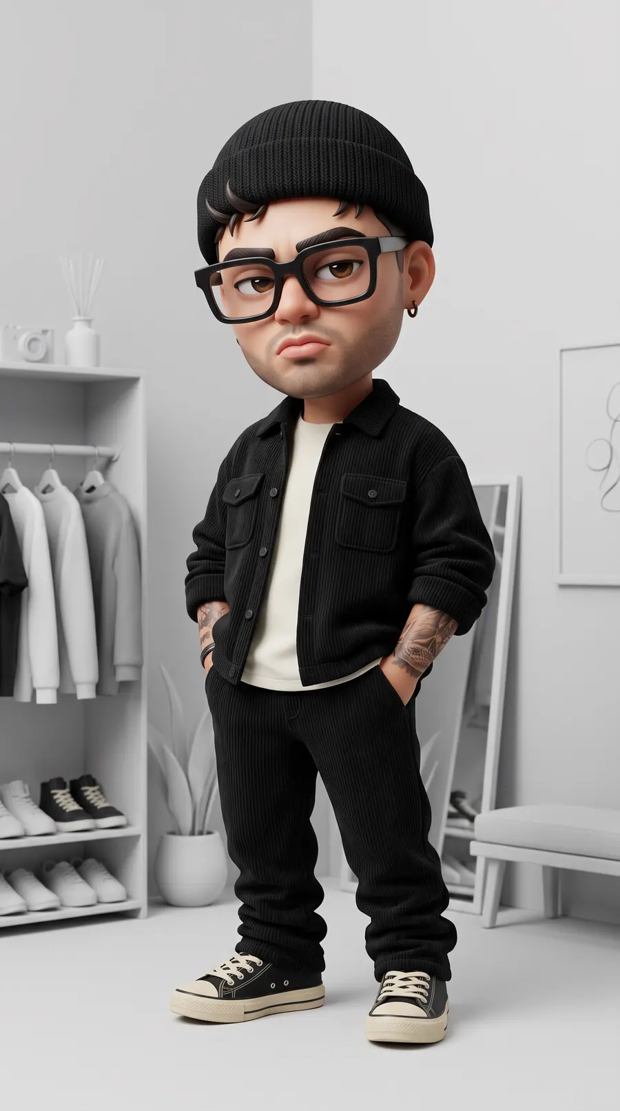 Mini Street Room concept cover: premium stylized fashion-doll character