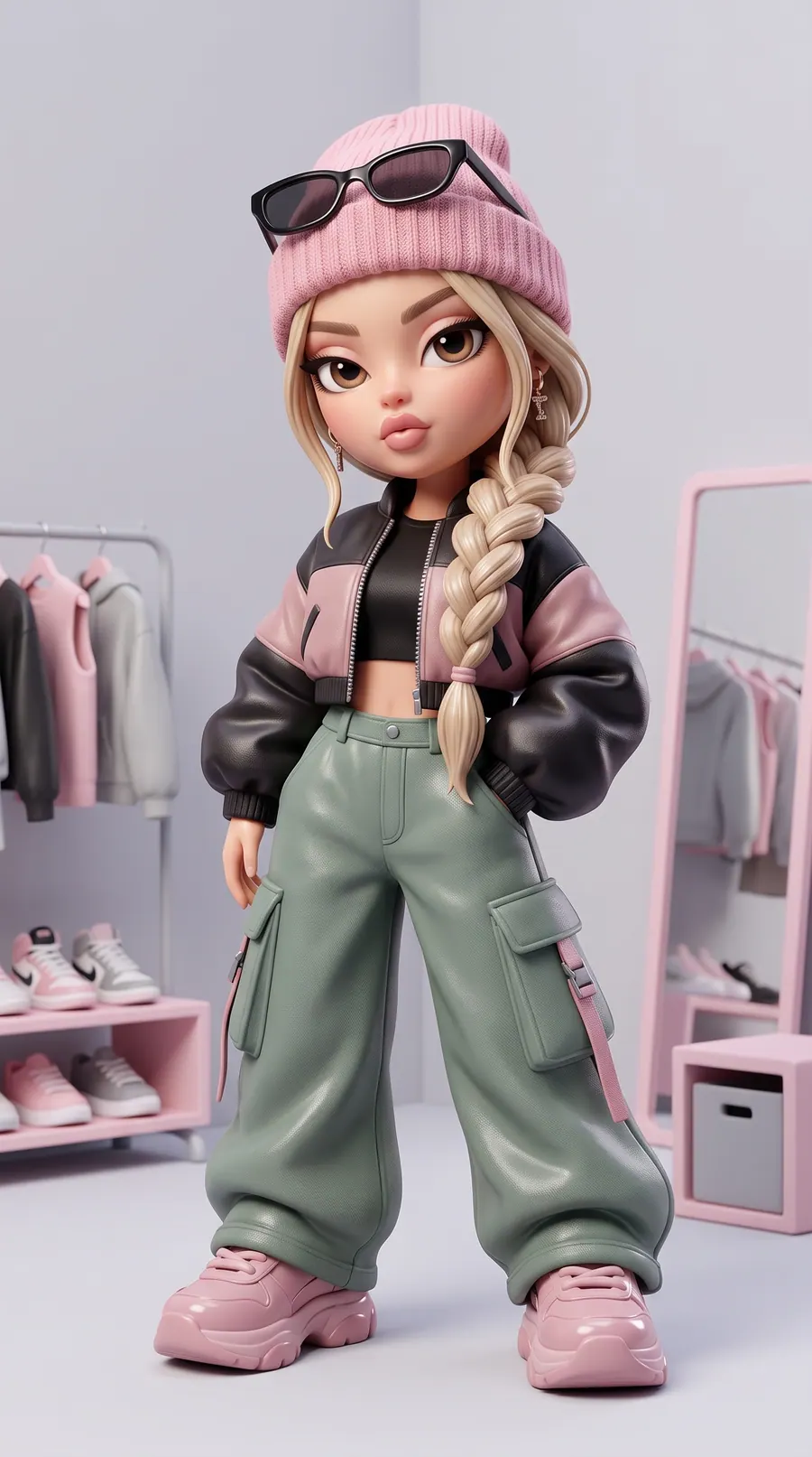 Mini Street Room concept cover: premium stylized fashion-doll character