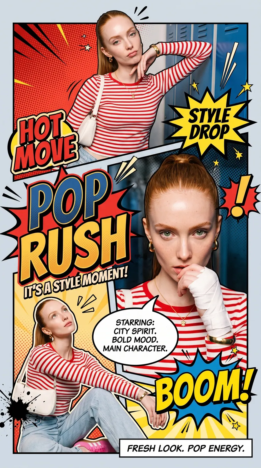 Pop Strike concept cover: premium pop collage one-shot
