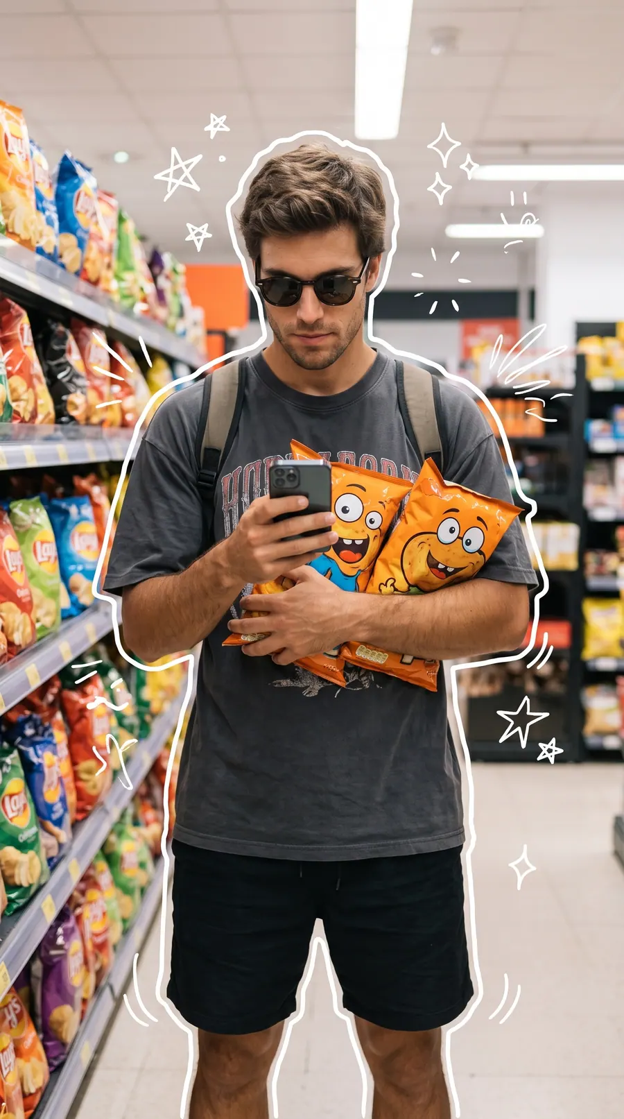 Snack Attack concept cover: adapt male face grooming