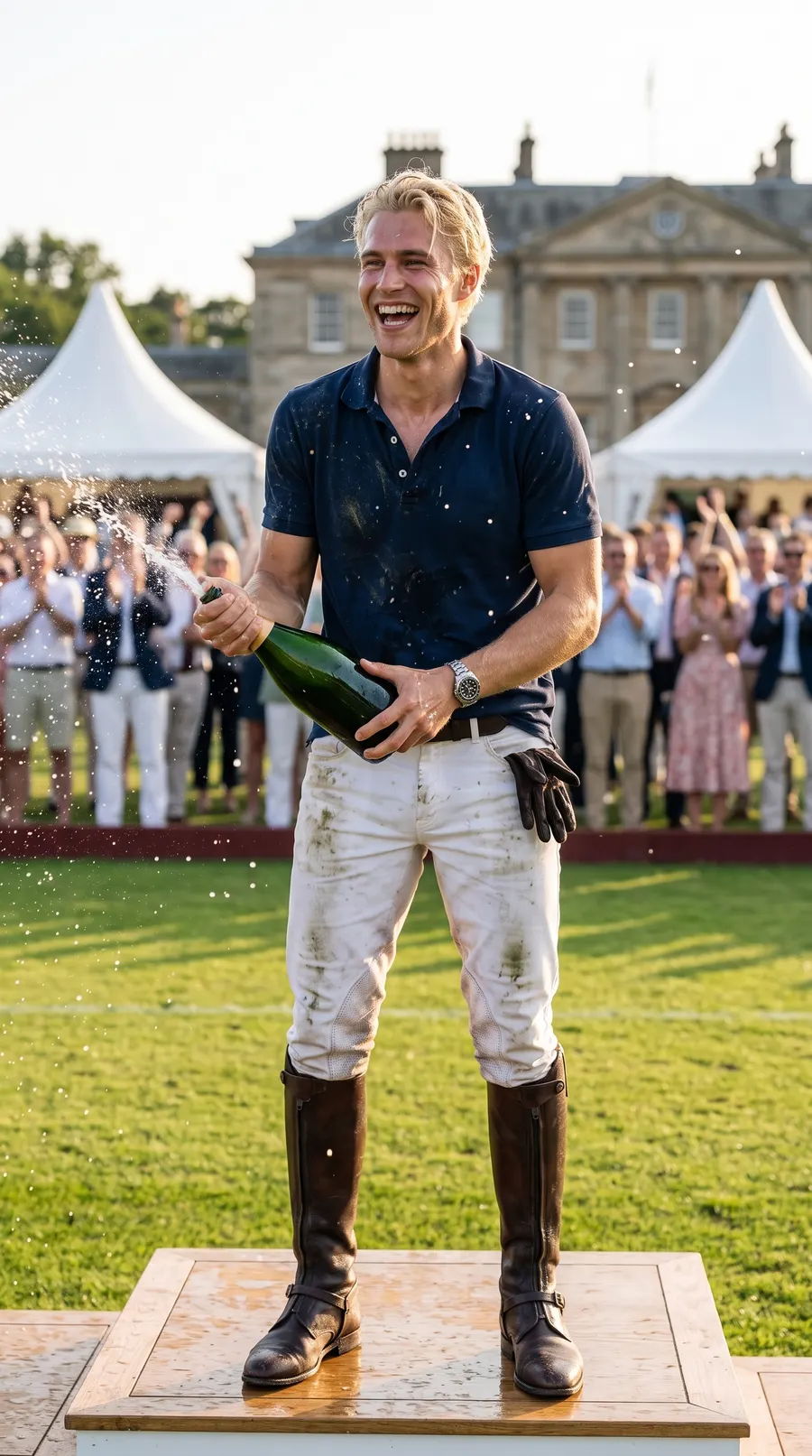 The Champagne Spray concept cover: podium champagne triumph