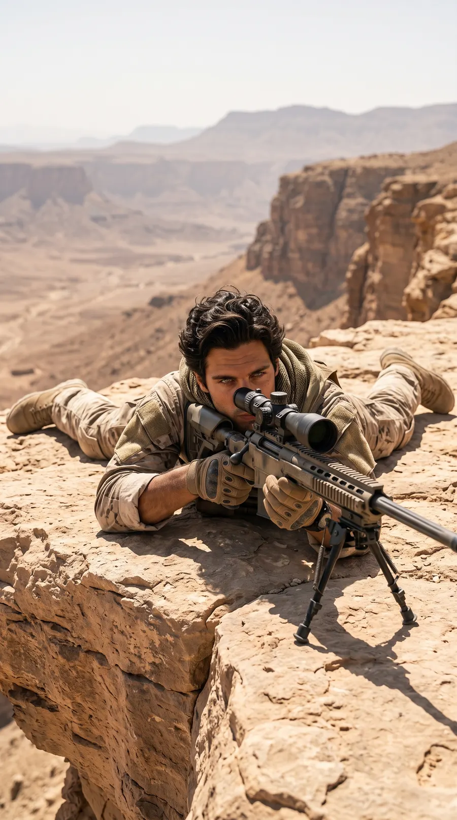 The Sniper concept cover: cliffside overwatch stillness