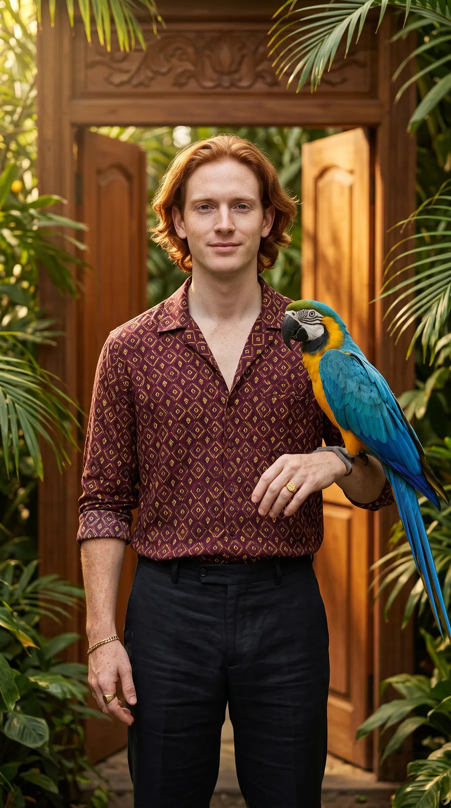 Tropical Parrot King concept cover: jungle macaw regal stance